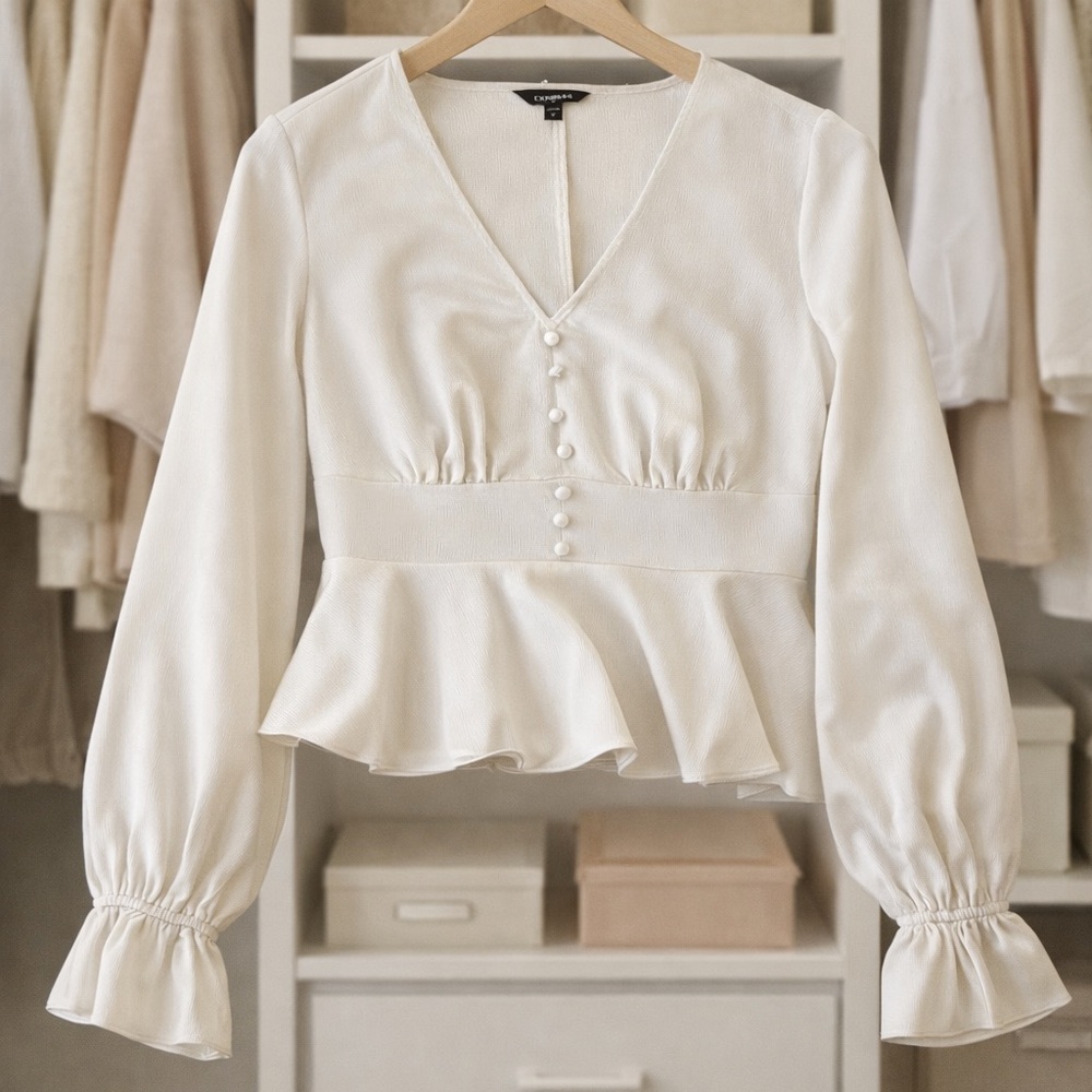 Express Cream Peplum Blouse